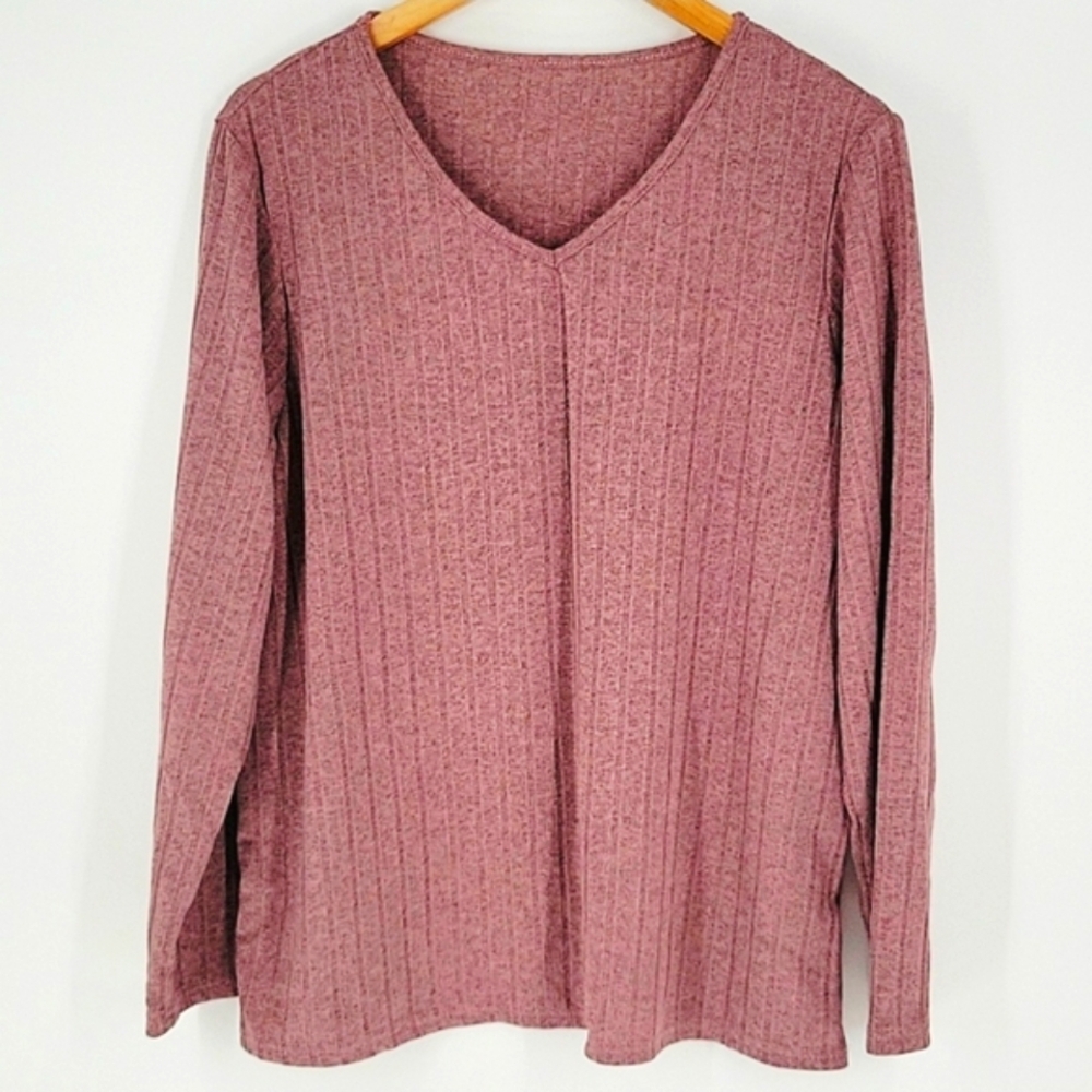 Muave V-Neck Women's Lightweight Ribbed Top NWOT